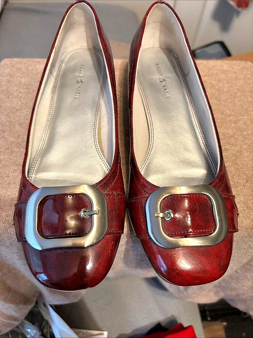 Kelly & Katie Buckle Flats in Red